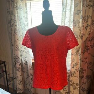 Merona Orange Lace Blouse Short Sleeve